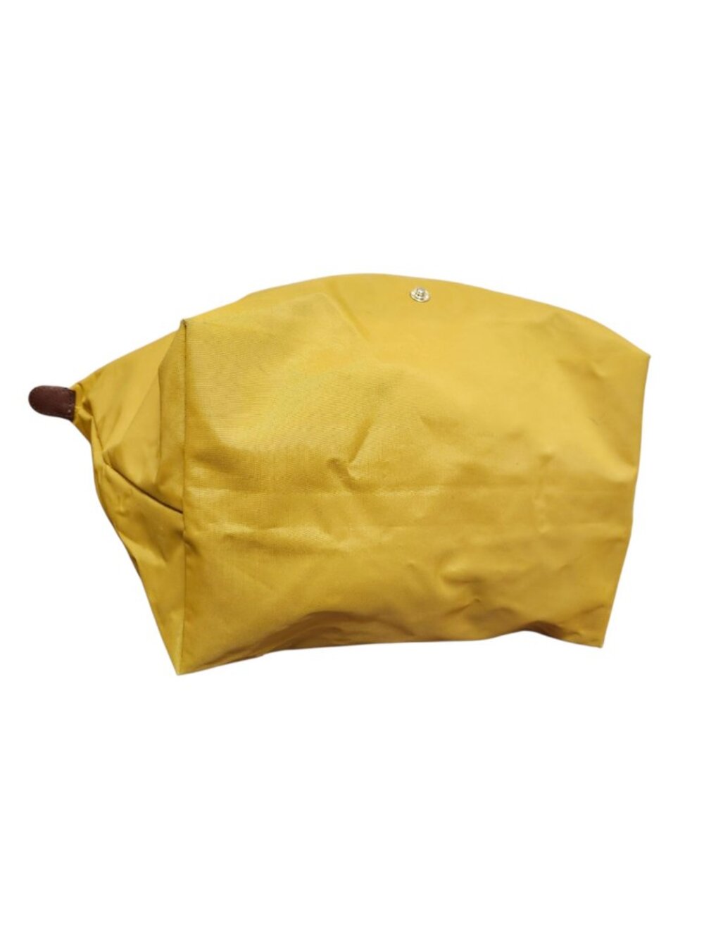 Longchamp Le Pliage Medium Tote Yellow Nylon Leather Handle Foldable Bag Authent - Picture 8 of 14